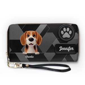 Mon cœur appartient à mon animal de compagnie - Portefeuille long en cuir personnalisé pour chien et chat - Cadeau pour propriétaires et amoureux des animaux