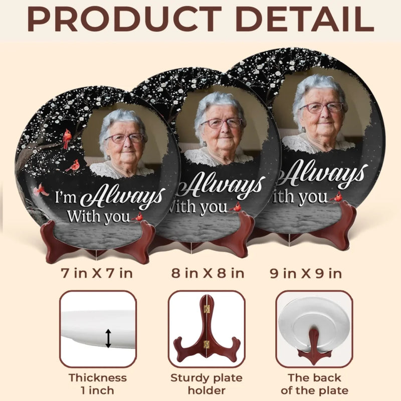 Custom Photo In Our Hearts, Your Memory Stays - Memorial Personalized Custom Ceramic Plate - Sympathy Gift For Family