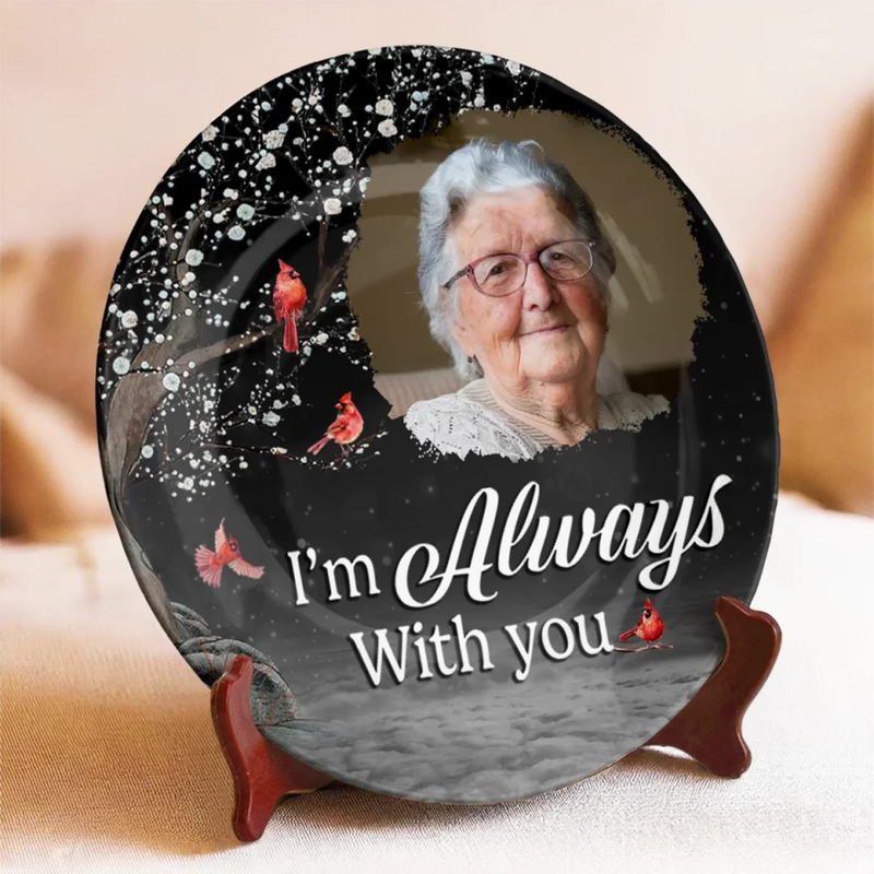 Custom Photo In Our Hearts, Your Memory Stays - Memorial Personalized Custom Ceramic Plate - Sympathy Gift For Family