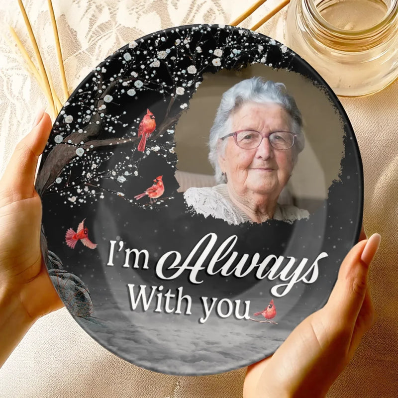 Custom Photo In Our Hearts, Your Memory Stays - Memorial Personalized Custom Ceramic Plate - Sympathy Gift For Family