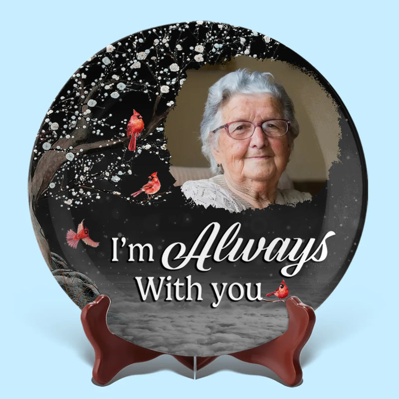 Custom Photo In Our Hearts, Your Memory Stays - Memorial Personalized Custom Ceramic Plate - Sympathy Gift For Family