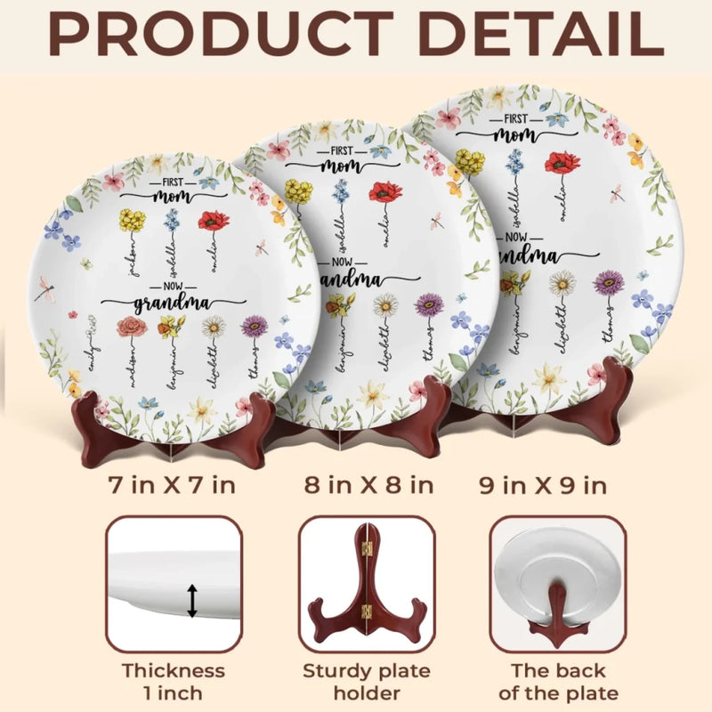 First Came Love, Then Came Family - Family Personalized Custom Ceramic Plate - Mother's Day, Gift For Mom, Grandma