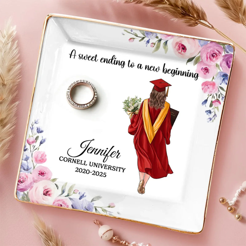 Graduate With Pride, Step Into The Future - Family Personalized Custom Full-Print Jewelry Dish - Graduation Gift For Family Members, Siblings, Brothers, Sisters