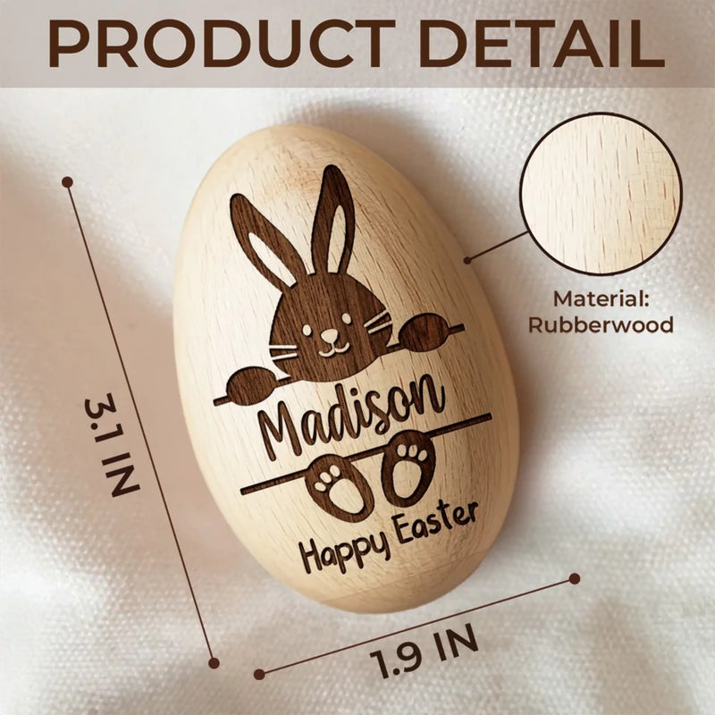 My First Easter Keepsake - Family Personalized Custom Wooden Egg Shaker - Easter Gift For Baby Kids, Newborn Baby