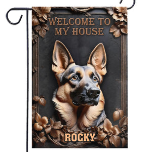 Bienvenue sur mon territoire - Drapeau personnalisé pour chien, effet gonflable 3D imprimé - Cadeau pour les propriétaires d'animaux et les amoureux des animaux