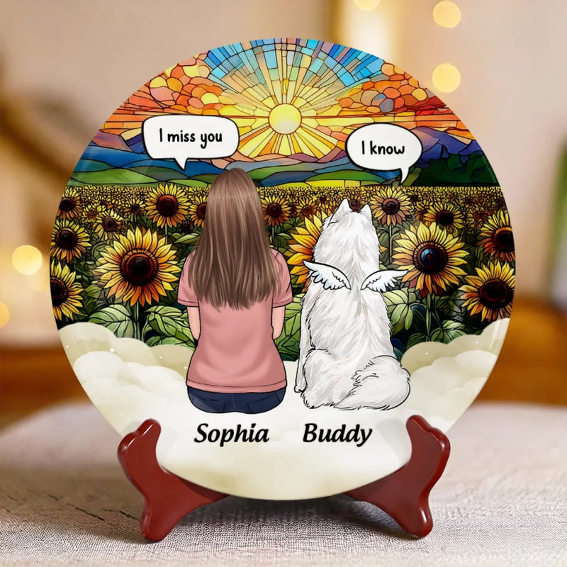 Love Never Fades, It Only Grows Stronger - Memorial Personalized Custom Ceramic Plate - Sympathy Gift For Pet Owners, Pet Lovers