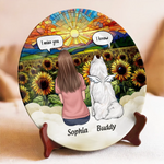 Love Never Fades, It Only Grows Stronger - Memorial Personalized Custom Ceramic Plate - Sympathy Gift For Dog Lovers