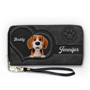 Portefeuille long en cuir personnalisé « Amour inconditionnel avec pattes » pour chien et chat – Cadeau pour propriétaires et amoureux des animaux