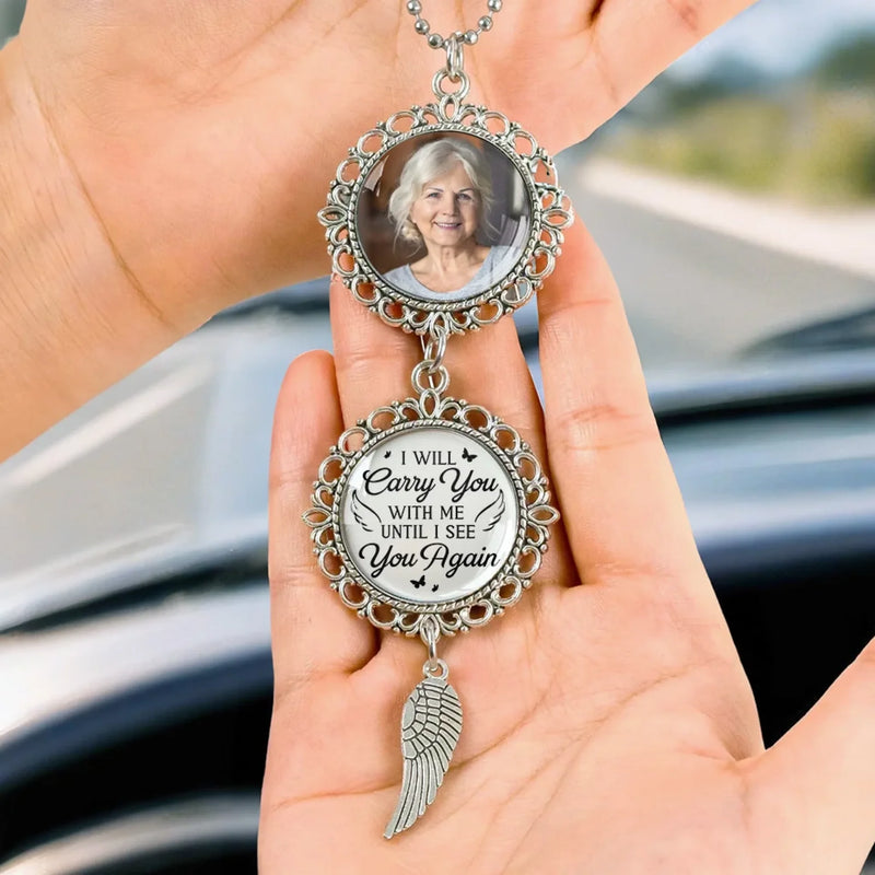 Custom Photo Metal Car Ornament - Personalized Memorial Sympathy Gifts For Mom, Dad  - I'm Always With You