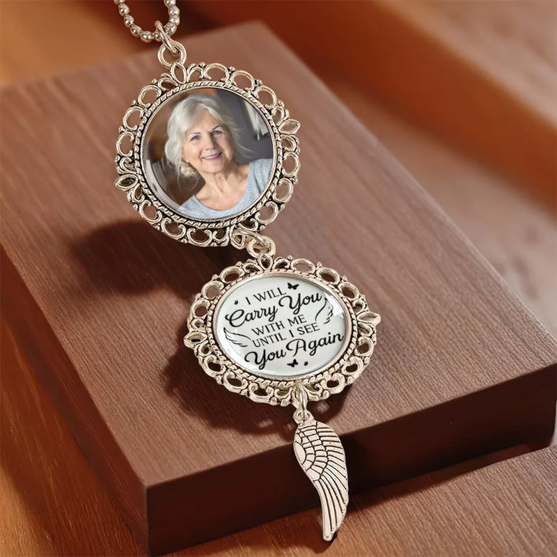 Custom Photo Metal Car Ornament - Personalized Memorial Sympathy Gifts For Mom, Dad  - I'm Always With You