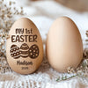 First Easter, Forever Treasured - Family Personalized Custom Wooden Egg Shaker - Easter Gift For Baby Kids, Newborn Baby