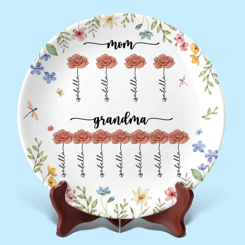 First Came Love, Then Came Family - Family Personalized Custom Ceramic Plate - Mother's Day, Gift For Mom, Grandma