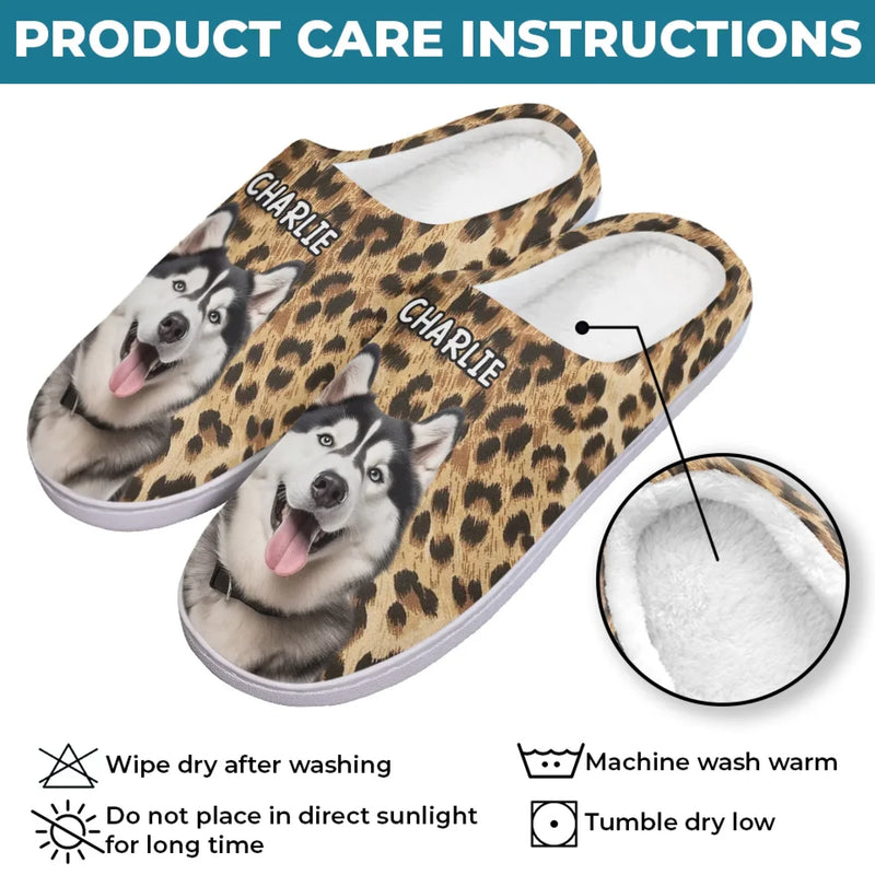 Custom Photo Furry Love In Every Step - Dog & Cat Personalized Custom Fluffy Slippers - Mother's Day, Gift For Dog Lovers, Pet Parents