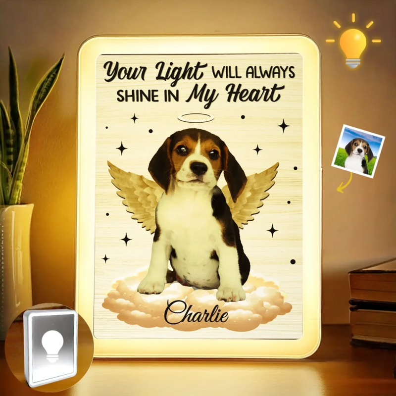 Custom Photo Rest In Peace, Always In Our Hearts - Memorial Personalized Custom LED Mirror Frame Lamp - Sympathy Gift For Pet Owners, Pet Lovers