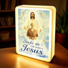 Custom Photo Held In His Hands, Loved For Eternity - Memorial Personalized Custom LED Mirror Frame Lamp - Sympathy Gift For Family Members