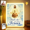 Custom Photo Held In His Hands, Loved For Eternity - Memorial Personalized Custom LED Mirror Frame Lamp - Sympathy Gift For Family Members