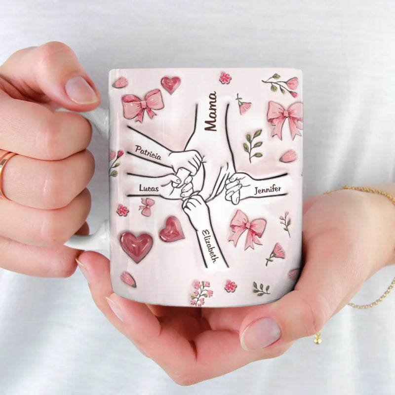Grandma Is The Heart Of The Family - Family Personalized Custom 3D Inflated Effect Printed Mug - Mother's Day, Gift For Mom, Grandma