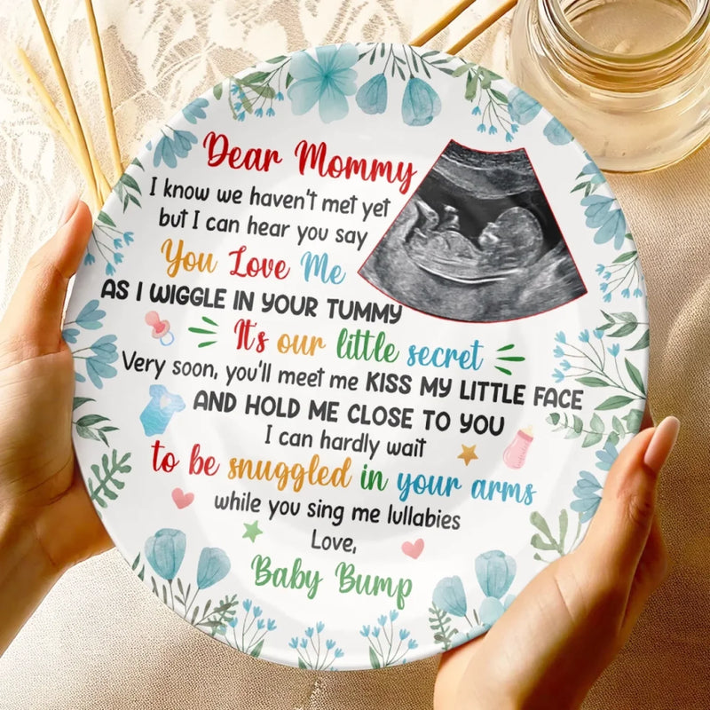 Custom Photo Our Greatest Blessing Is On The Way - Family Personalized Custom Ceramic Plate - Mother's Day, Baby Shower Gift, Gift For New Moms, Mom