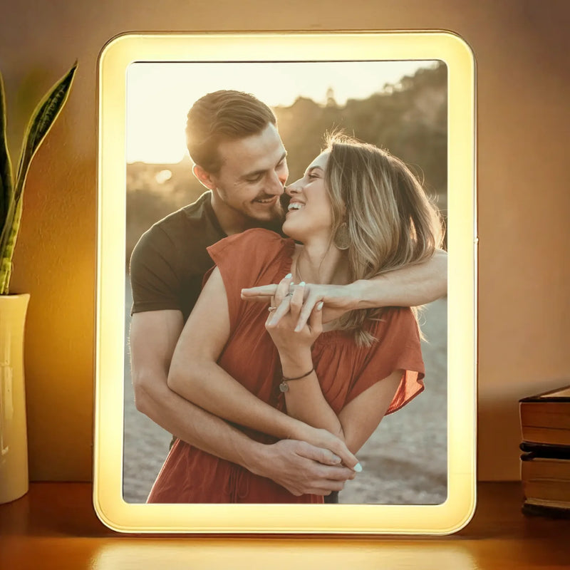 Custom Photo Every Moment With You Is A Gift - Couple Personalized Custom LED Mirror Frame Lamp - Gift For Couple, Husband, Wife