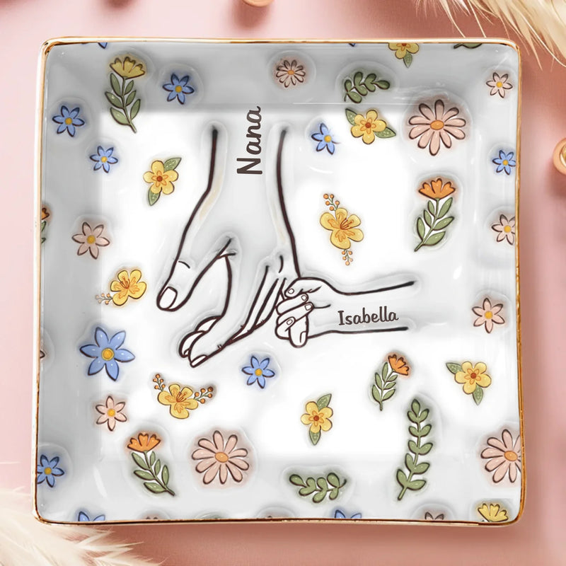 Love Ties Us Together - Family Personalized Custom 3D Inflated Effect Printed Full-Print Jewelry Dish - Mother's Day, Gift For Mom, Grandma