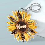Family Blooms, Heart Glows - Family Personalized Custom Shaped Acrylic Keychain - Mother's Day, Gift For Family