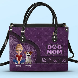 Dog Mom, More Love And Less Bark - Dog Personalized Custom Leather Handbag - Mother's Day, Gift For Pet Owners, Pet Lovers