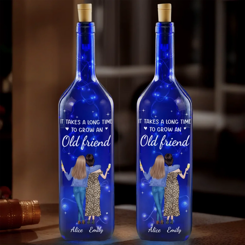 Best Friends Make The Best Memories - Bestie Personalized Custom Blue Bottle Lamp - Gift For Best Friends, BFF, Sisters