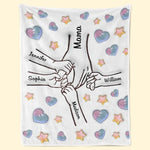 Forever Connected, Hand in Hand - Family Personalized Custom 3D Inflated Effect Printed Blanket - Mother's Day, Gift For Mom, Grandma
