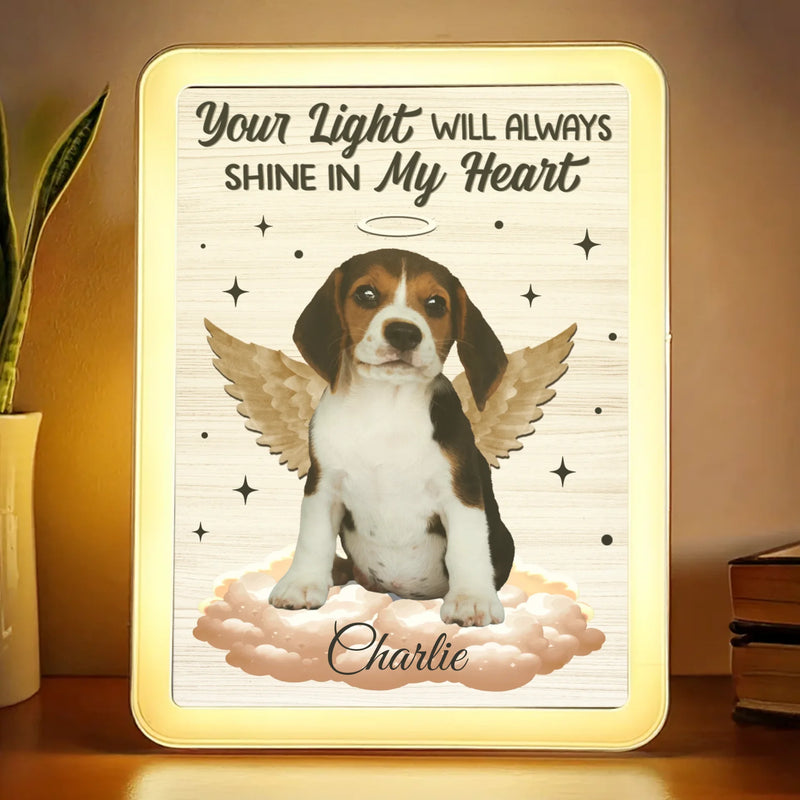 Custom Photo Rest In Peace, Always In Our Hearts - Memorial Personalized Custom LED Mirror Frame Lamp - Sympathy Gift For Pet Owners, Pet Lovers
