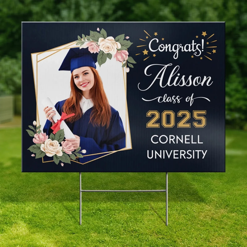 Custom Photo Your Journey To Success Starts Now - Family Personalized Custom Yard Sign - Graduation Gift For Family
