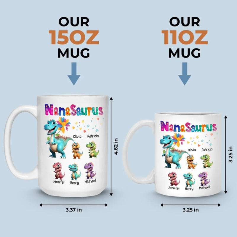 Nanasaurus & Her Little Dinos - Family Personalized Custom Mug - Mother's Day, Gift For Family