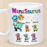 Nanasaurus & Her Little Dinos - Family Personalized Custom Mug - Mother's Day, Gift For Family