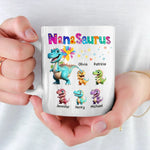 Nanasaurus & Her Little Dinos - Family Personalized Custom Mug - Mother's Day, Gift For Family