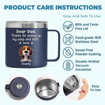 Feed Me, Walk Me, Love Me - Dog & Cat Personalized Custom 14oz Stainless Steel Tumbler With Handle - Gift For Pet Owners, Pet Lovers