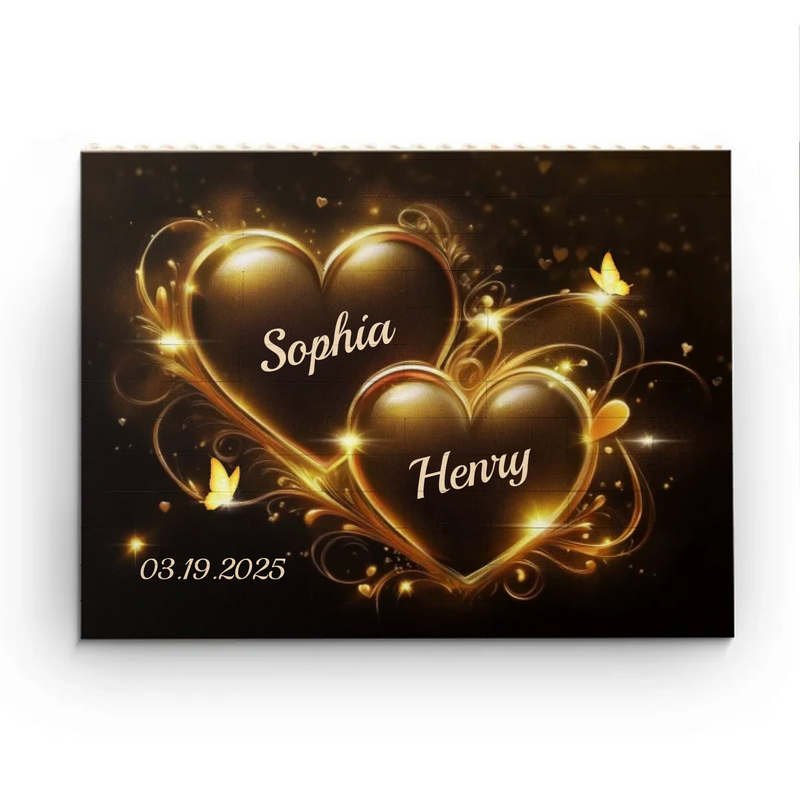 Together In Love, Forever In Heart - Couple Personalized Custom Horizontal Rectangle Shaped Building Brick Blocks - Gift For Husband Wife, Anniversary