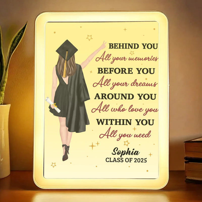 A New Chapter Begins - Family Personalized Custom LED Mirror Frame Lamp - Graduation Gift For Daughter, Sisters, Granddaughter