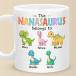 This Nanasaurus Roars With Love - Family Personalized Custom Mug - Mother's Day, Gift For Nana, Grandma, Mom