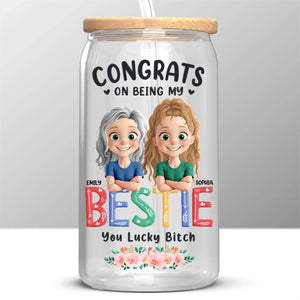 Une sœur fait briller la vie ! Tasse en verre personnalisée, tasse à café glacé, cadeau pour les meilleures amies, les meilleures amies et les sœurs.
