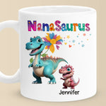 Nanasaurus & Her Little Dinos - Family Personalized Custom Mug - Mother's Day, Gift For Family