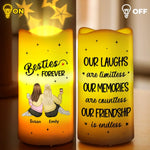 Laughing Together, Always Together - Bestie Personalized Custom LED Projection Flameless Candle - Gift For Best Friends, BFF, Sisters