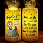 Besties Forever, Laughter Never Ends - Bestie Personalized Custom LED Projection Flameless Candle - Gift For Best Friends, BFF, Sisters