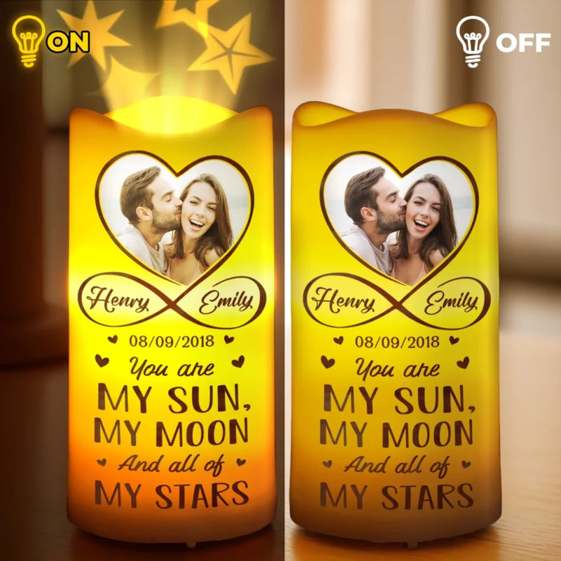 Custom Photo Forever In Love, Together Always - Couple Personalized Custom LED Projection Flameless Candle - Gift For Husband Wife, Anniversary