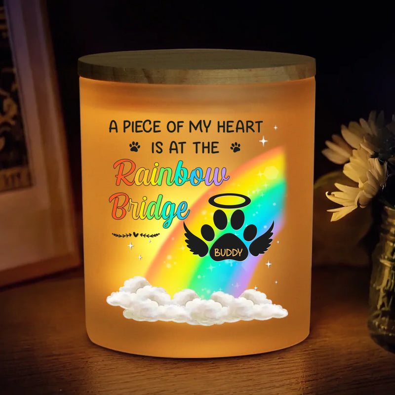 I Wish The Rainbow Bridge Had Visiting Hours - Memorial Personalized Custom Printed Glass Jar With LED Candle - Sympathy Gift For Dog Lovers, Cat Lovers