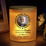 Custom Photo Shining Bright In My Heart, Always - Memorial Personalized Custom Printed Glass Jar With LED Candle - Sympathy Gift For Family