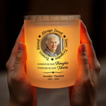 Custom Photo Shining Bright In My Heart, Always - Memorial Personalized Custom Printed Glass Jar With LED Candle - Sympathy Gift For Family