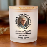 Custom Photo Shining Bright In My Heart, Always - Memorial Personalized Custom Printed Glass Jar With LED Candle - Sympathy Gift For Family
