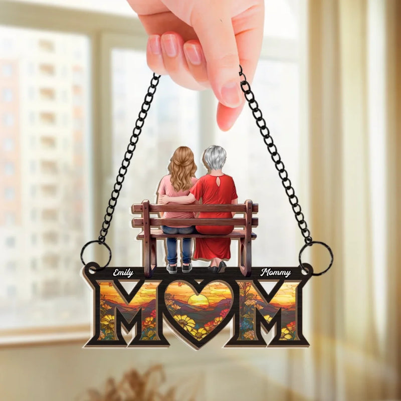 No Distance Can Break A Mother’s Love - Family Personalized Window Hanging Suncatcher Ornament - Mother's Day, Gift For Mom, Grandma