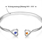 Forever In My Heart - Memorial Personalized Custom Engraved Infinity Heart Bangle With Birthstones - Sympathy Gift For Mom, Daughter