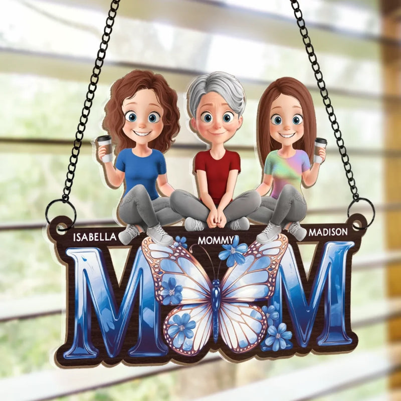 Love Makes A Family - Family Personalized Window Hanging Suncatcher Ornament - Mother's Day, Gift For Mom, Grandma