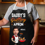 Custom Photo Hot Grill, Cool Dad - Family Personalized Custom Apron - Father's Day, Gift For Dad, Grandpa, Grillers